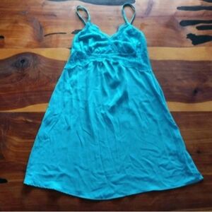 INC Intimate Aqua Lightweight Lace Semi Sheer Babydoll Romantic Nightgown XS